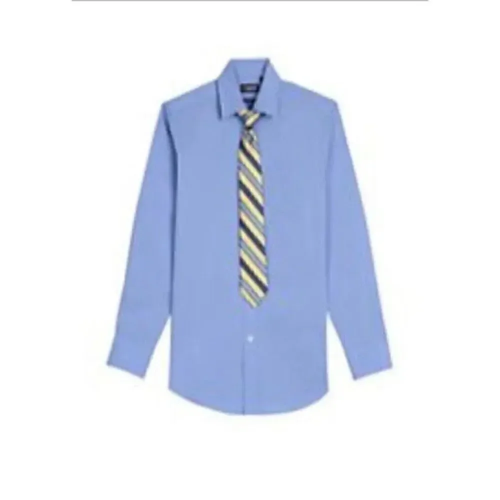 CHAPS BOYS SMALL(8) HUSKY BLUE SHIRT AND TIE SET